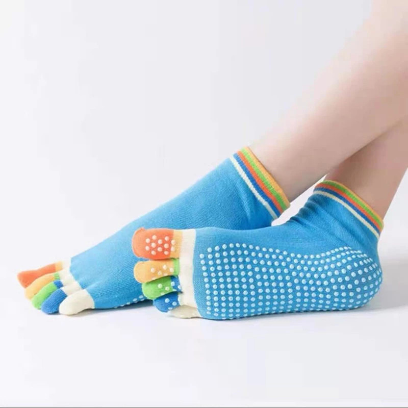 Quality Grip Five Toe Cotton Yoga Plain Coloured Socks Non Slip for sale