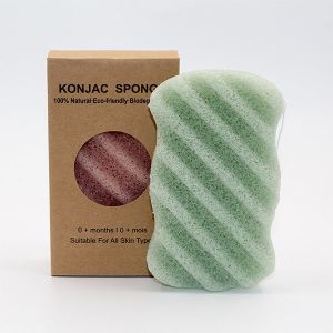 Large Natural Baby Bamboo Charcoal Konjac Sponge Wave Shaped