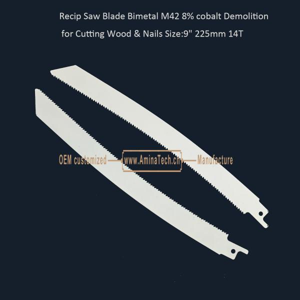 Recip Saw Blade Bimetal M42 8% cobalt Demolition for Cutting Wood & Nails 9" 225mm 10/14T,Power Tools