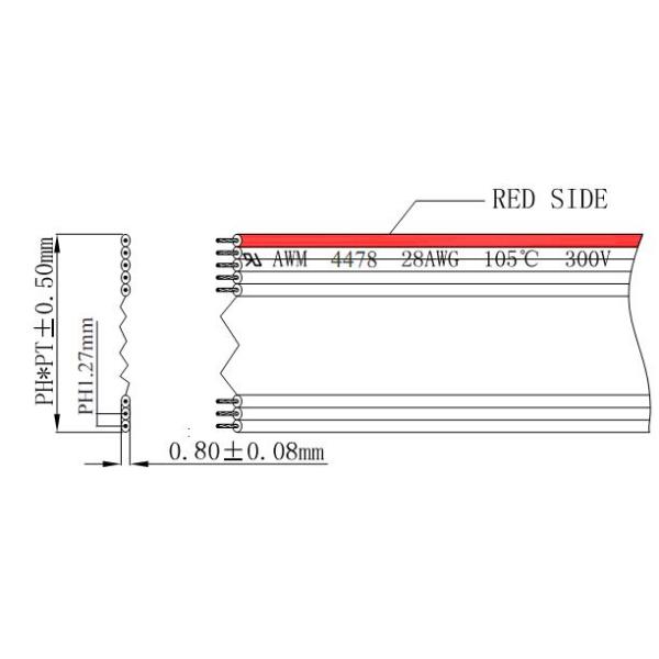 Halogen Free XLPE Flat Ribbon Cable UL4478 #30AWG 10Pins 1.27mm Pitch VW-1