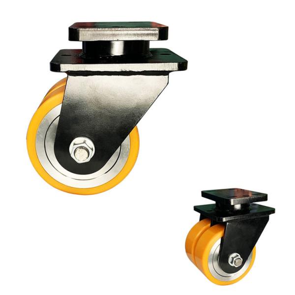 Buy 5000KG Capacity PU Wheels Orange Super Heavy Duty Casters Steel PU Twin Wheel Swivel Wide at wholesale prices