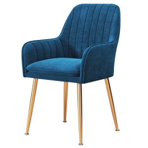 Blue Velvet Fabric Dining Chair Restaurant Dining Room Armchair Modern