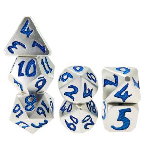 Wholesale Glow Green Metal DND Dice 7 Piece Nontoxic Polyhedral Dice Set Light