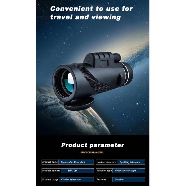 3500m 2000m 80x100 Starscope Monocular For Cell Phone Iphone Hunting