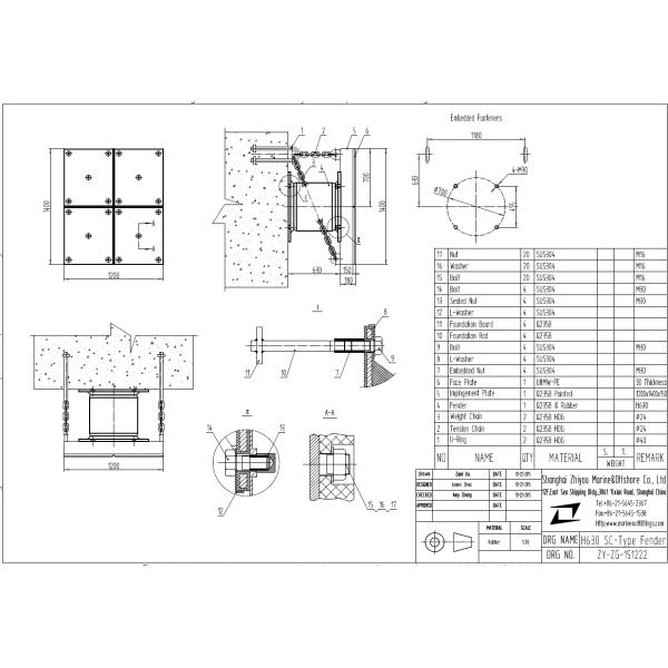 H630 HDPE Impingement Plate ODM Model For SC Type Rubber Fenders