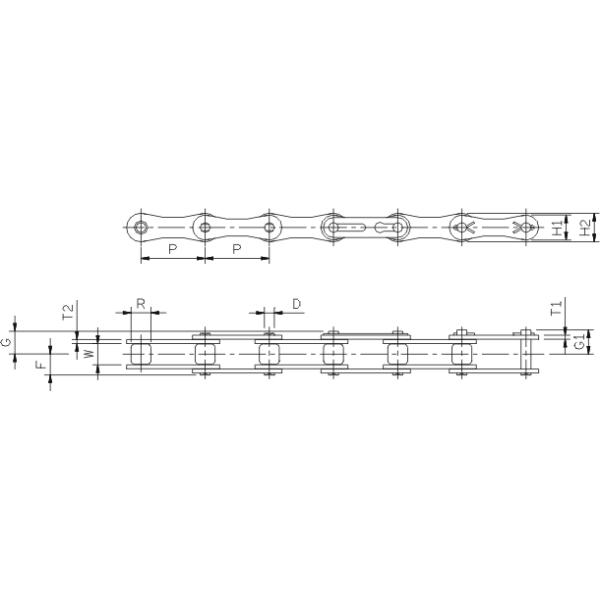 Nickel Plated Double Pitch Roller Chain With ISO / DIN Standard
