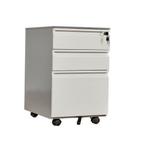 Modern Two Drawer Gooseneck Mobile Pedestal Cabinet