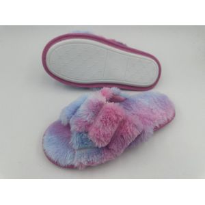 OEM Tie Die Materials Women's Indoor Slippers With Warm Fuzzy Faux Fur Lining