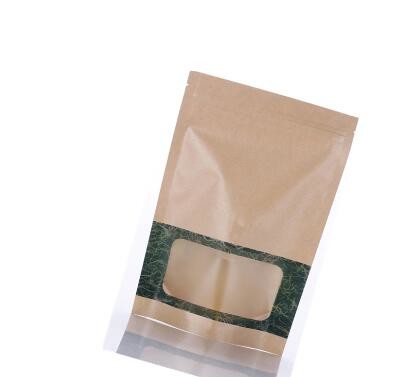 Stand Up k Packaging Brown Or White Small Kraft Paper Bag With Clear Window