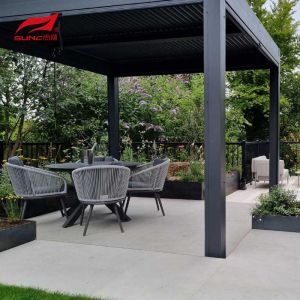 Aluminum Alloy Outdoor Electric Louvered Pergola With Louvered Roof