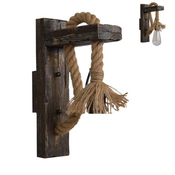 Vintage Wooden Wall Light for Restaurant Coffee Shop Decor rope wall lamp (WH-VR-51)