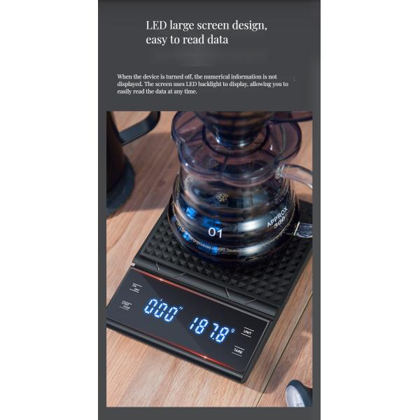 Rectangle High Precision 3kg/0.1g Kitchen Scale with Timer and Back-Lit LCD Display