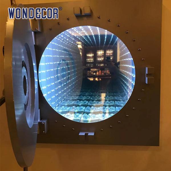 Buy Mirror Stainless Steel Wall Sculpture Customized Led Lighting Square Geometric Decoration at wholesale prices