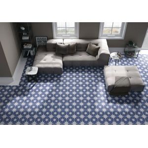 Blue White Ceramic Rustic Tile 25x25cm Clay Floor Tile