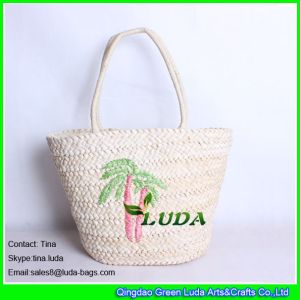 LUDA vintage straw handbags embrodiered tree cornhusk straw beach bags