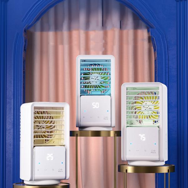 USB Water Cooling Fan Small Table Air Cooler with 3 Wind Modes Low/Med/High 14*14*26CM