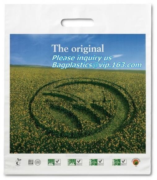 Buy compost die cut bag PE plastic store handle shopping bag with customed printing, die cut handle plastic bag,plastic die at wholesale prices