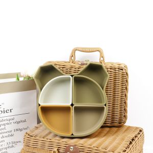 Bear Panda Shape Toddler Silicone Plates Set Non Toxic Eco Friendly