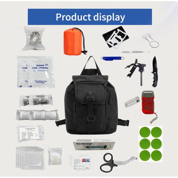 Outdoor Survival Kit with Emergency Medical Supplies Including Water Purification Straws and First Aid Kit Training Tools