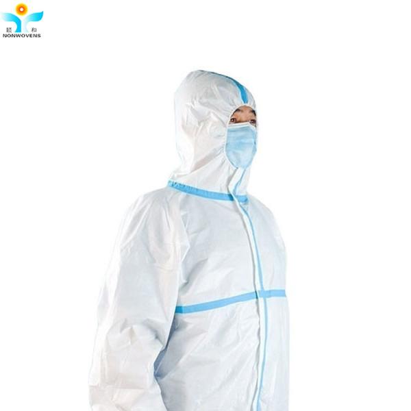 Microporous Disposable Blue Protective Coveralls 65gsm Used In Hospital For Nurses