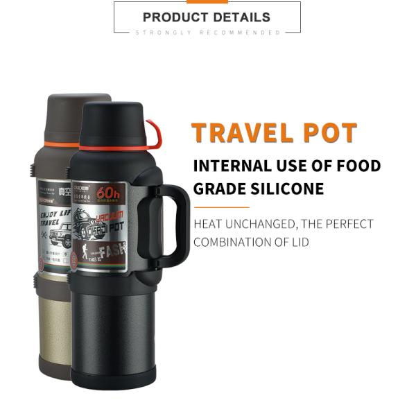 3.6L Travel Hot Water Pot Stainless Steel Water Bottle Sports Thermos Travel Pot By Car