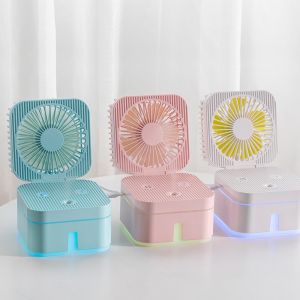 New Magic Cube humidifier Ultrasonic spray desktop fan office home Folding USB