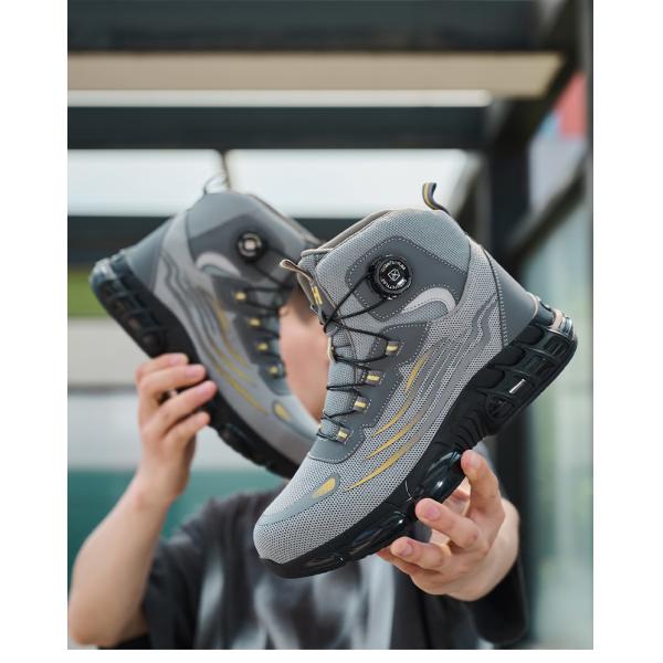 Black / Gray Fly Weave Safety Boots With Kevlar Midsole And Air Cushion Sole For Comfortable Work