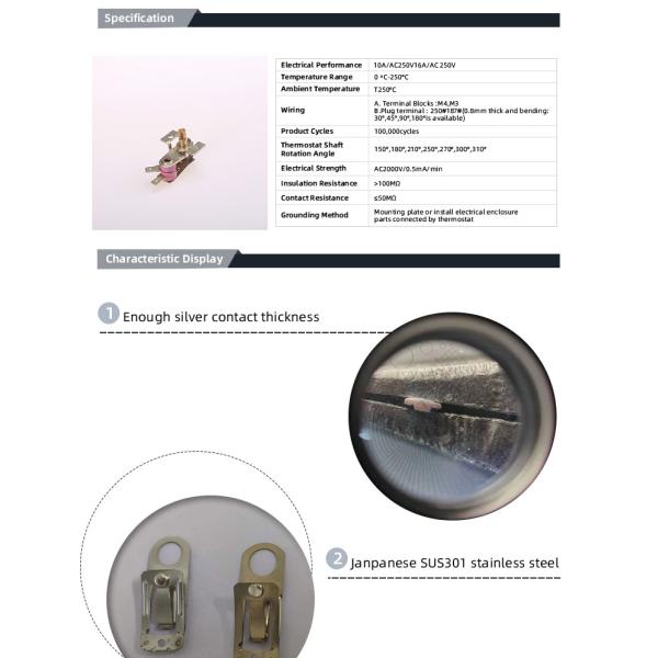 Other Home Appliance Parts Bimetal Thermostat with 50-250 Temperature Range Efficiency