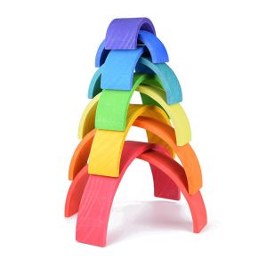 3D 2.75in Stacking Rainbow Wooden Rainbow Stacker 12 Piece
