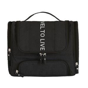 Gray Hanging Cosmetic Bag Makeup Organizer Travel Kit With Hook Bathroom