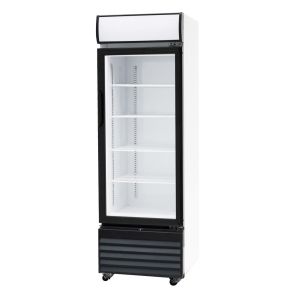 China Merchandiser Upright Double Door Fridge In Black For Soft Cold Drink & Beer on sale