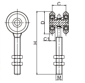 25mm 1 Inch Barn Door Rails And Rollers Hardware Steel Q235 2 Wheels