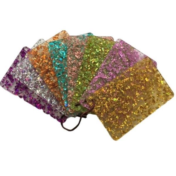 Buy Transparent Chunky Glitter Acrylic Sheets Plexiglass Plastic Sheet Two Sides at wholesale prices