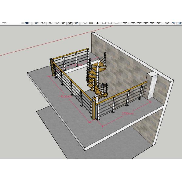 Spiral StaircaseVH36S Tread Beech Aluminum Stair Curved Glass Handrail 304 Stainless Steel 12mm Glass