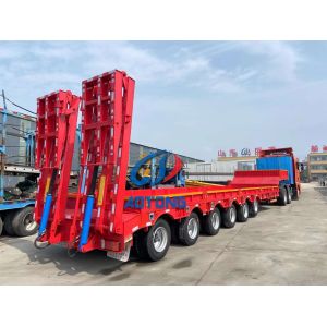 3 Axles Gooseneck Lowboy Tractor Trailer 60000KG Payload
