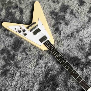 Custom Grand V Shaped Electric Guitar in Cream White