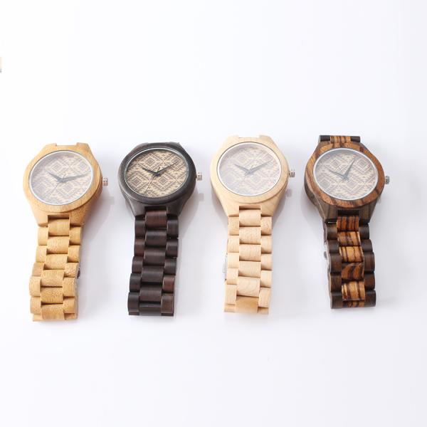 Handcrafted Wrist Wooden Quartz Movement Watch Custom Logo High Durability For Gift