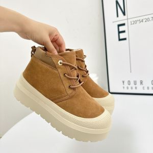 Winter Cowhide Wool Warm Thick-Soled Snow Boots Waterproof Non-Slip Three-Proof