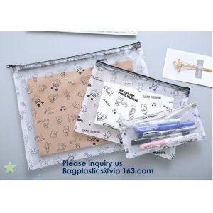 Promotional Custom Printed Pvc Vinyl Transparent Stationery Zip lockk Bags