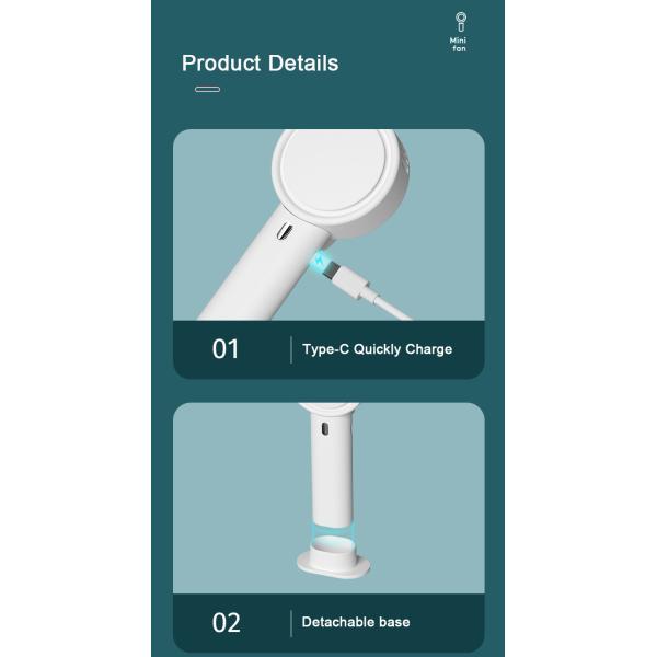 Bladeless Portable USB Handheld Fan 10hrs Outdoor Cooling 180 Degree Rotation