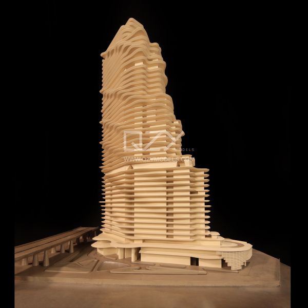 1:200 Scale Handmade Solid Wood Architectural Concept Model with Realistic Detail