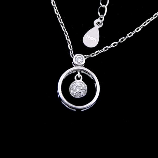 Attractive Silver Cubic Zirconia Necklace , Bell Chain 925 Silver Choker