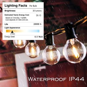50Ft Motion Sensor Yard Light Solar Patio String Lights Shatterproof