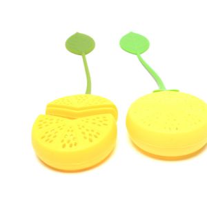 China 18.5x5x2cm Lovely Lemon Shape Loose Leaf Silicone Tea Strainer Safe Food Grade SSTI04 on sale