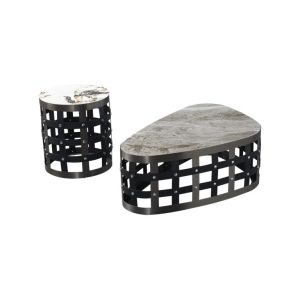 China Gridline Marble Ceramic Coffee Table 400mm Height Contemporary Luxury on sale
