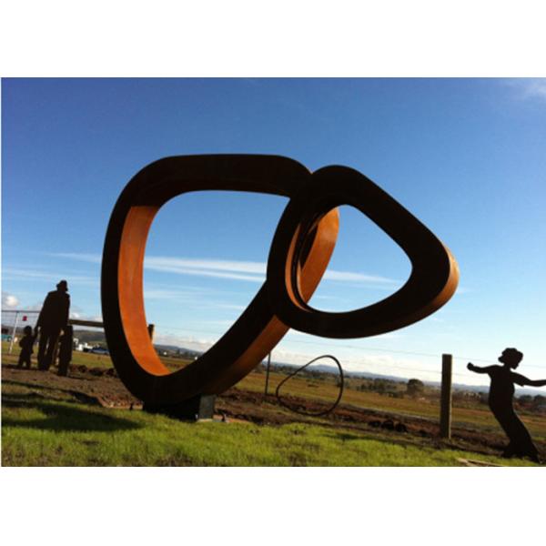 Polygon Custom Design Corten Steel Sculpture , Rusty Garden Sculptures For