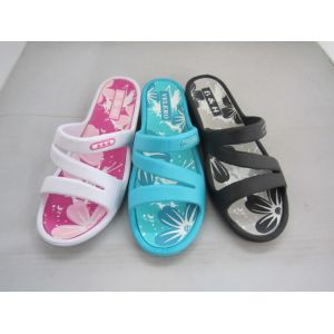 Z Shape Bandage Flower Graphics Ladies Eva Slippers