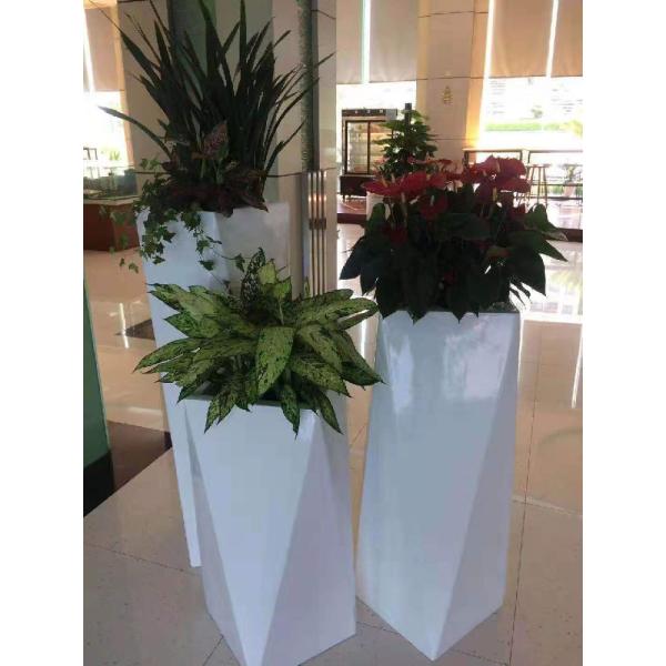 Round Fiberglass Planter Pots Handmade For Outdoor Garden Decorative