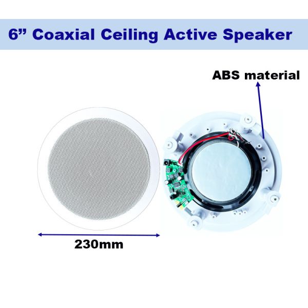 AC-616 6 Inch 2*30W ABS Ceiling Active Speaker OEM ODM Coaxial Loudspeaker