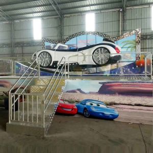 Amusement Flying Car Ride With Trailer Folding Background Wall